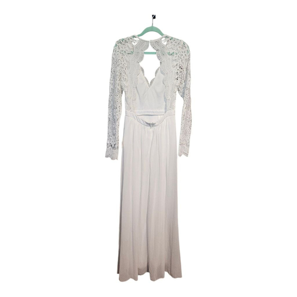 Lulus White Lace Long Sleeve Maxi Dress S - Picture 11 of 16